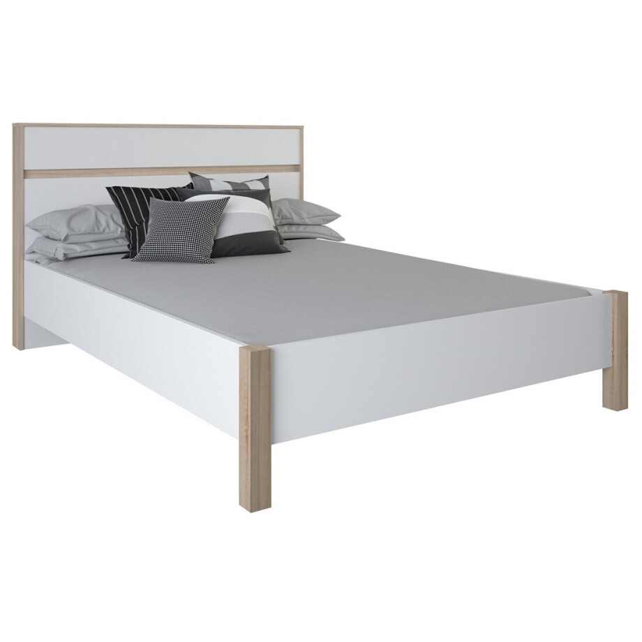 Tweepersoonsbed Selena 140x190cm - eiken met wit Tweepersoonsbed Selena 140x190cm - eiken met wit afbeelding 1