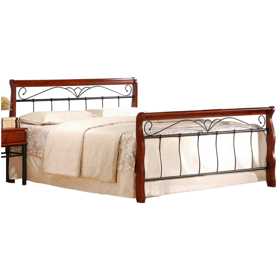 Tweepersoonsbed Veronica 160x200 cm zwart met kers Tweepersoonsbed Veronica 160x200 cm zwart met kers afbeelding