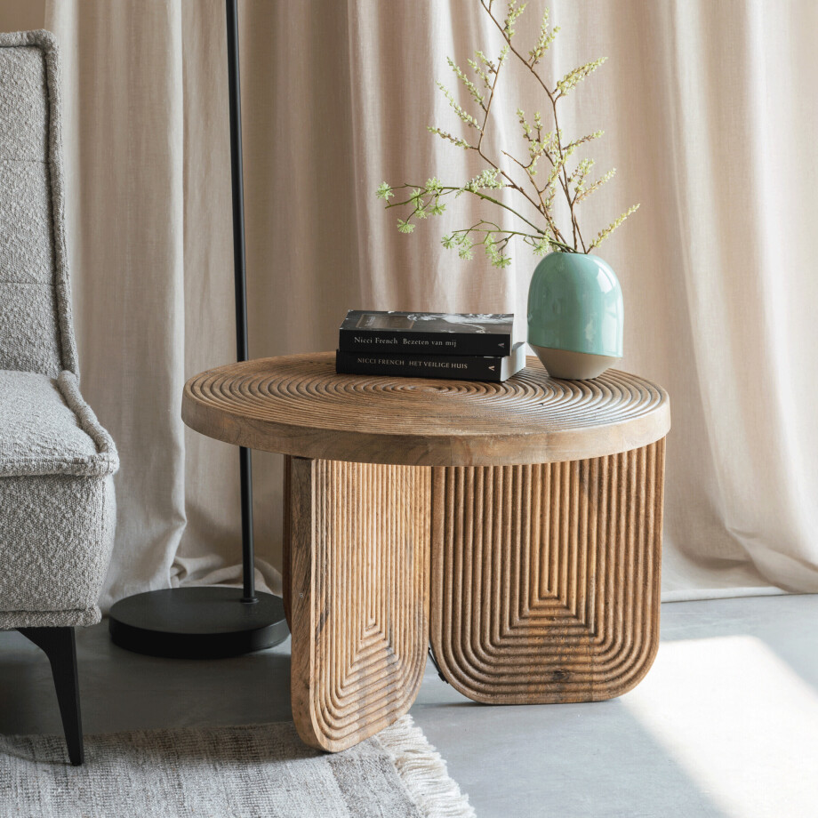 ZILT Ronde Salontafel 'Kang' Mangohout, 60cm afbeelding 