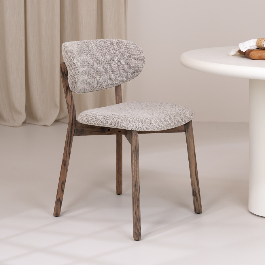 WOOOD Eetkamerstoel 'Udar' Geweven stof, kleur Donkerbruin afbeelding 1