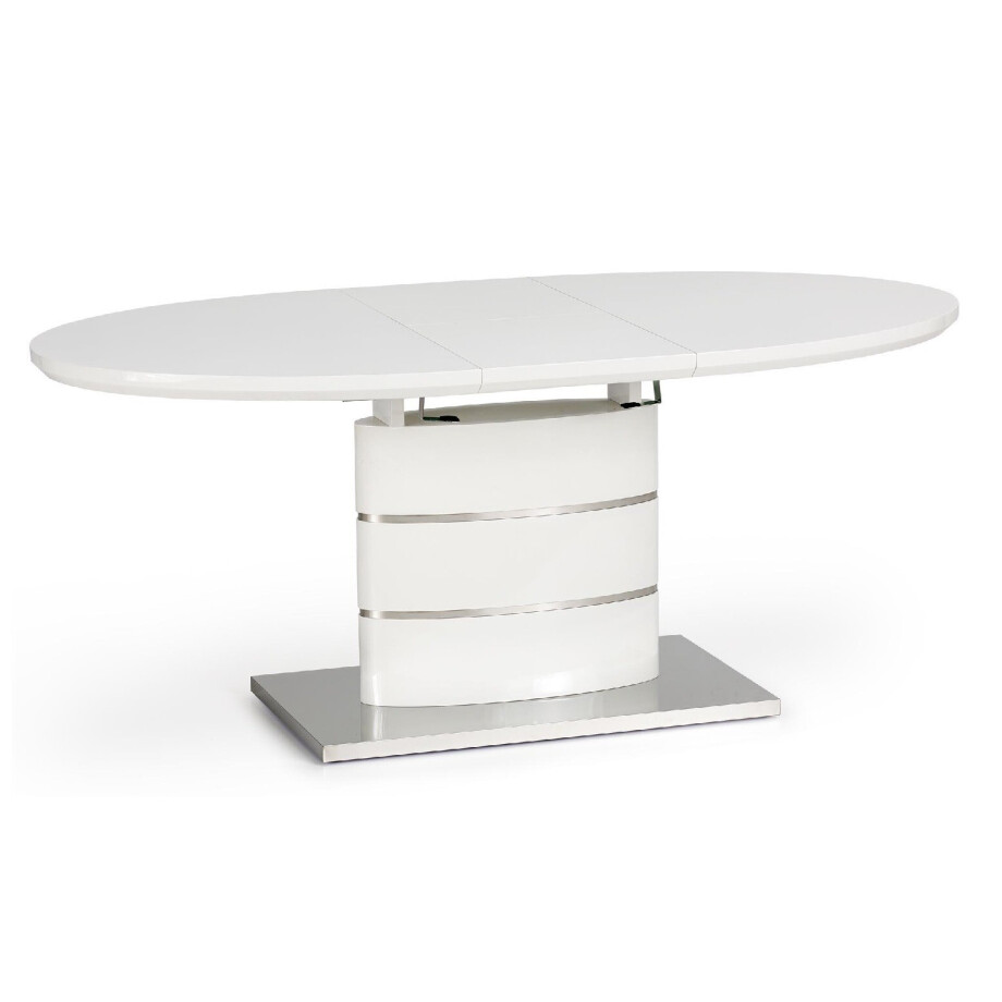 Uitschuifbare eettafel Aspen 140 tot 180cm breed in wit Uitschuifbare eettafel Aspen 140 tot 180cm breed in wit afbeelding 1