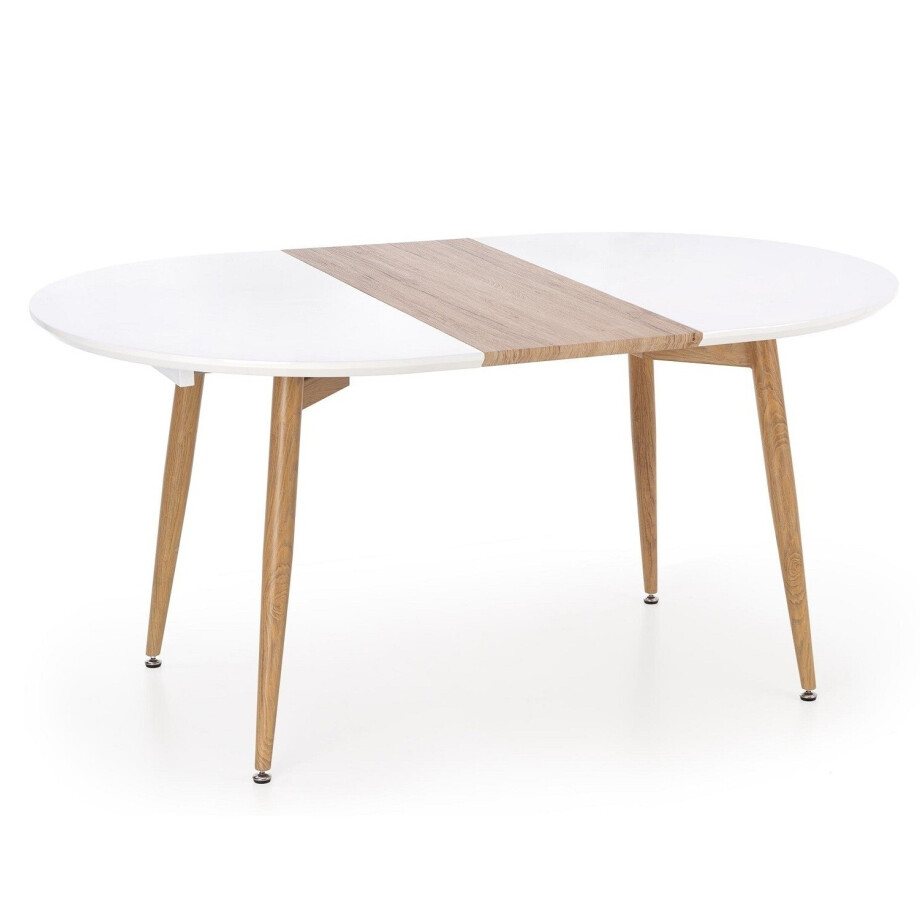 Uitschuifbare eettafel Caliber 160 tot 200 cm breed in mat wit met sanremo eiken Uitschuifbare eettafel Caliber 160 tot 200 cm breed in mat wit met sanremo eiken afbeelding 1