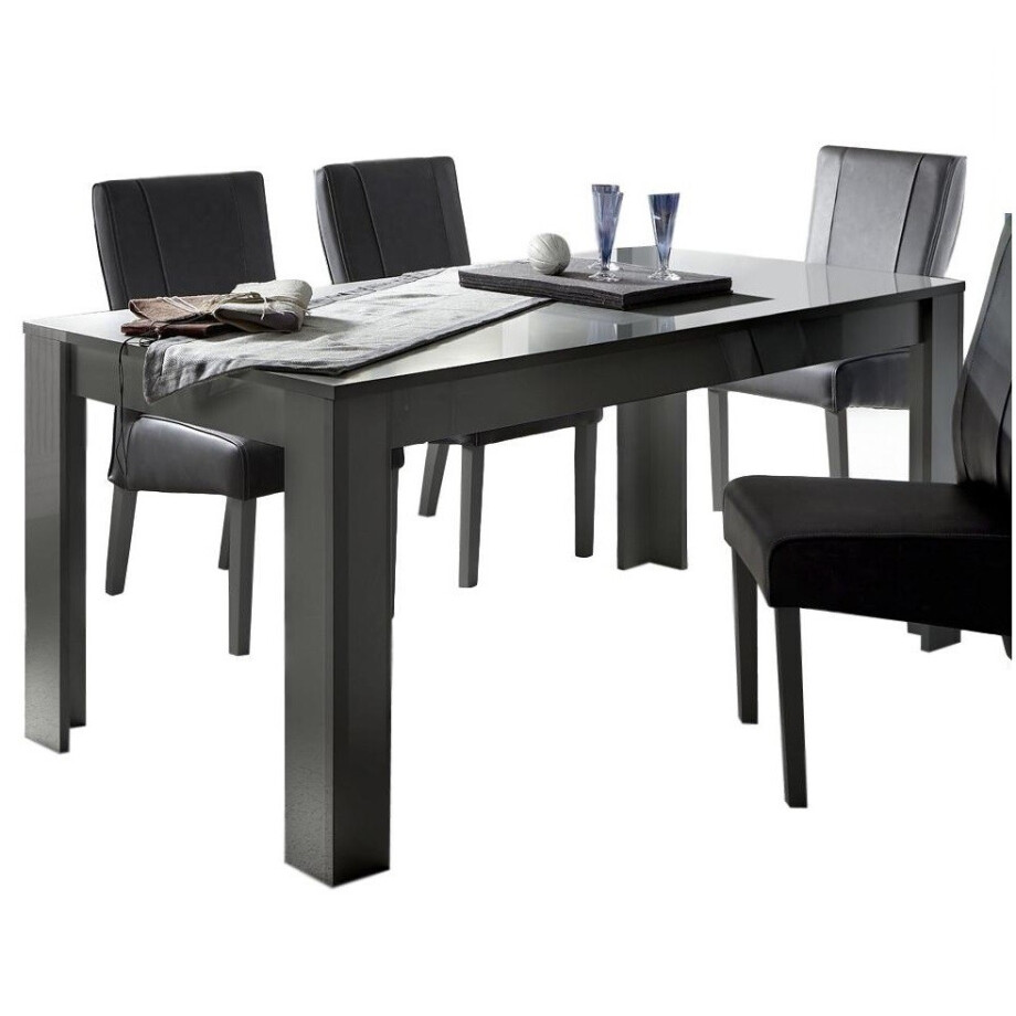 Uitschuifbare eettafel Dama 137 tot 185 cm - Hoogglans grijs Uitschuifbare eettafel Dama 137 tot 185 cm - Hoogglans grijs afbeelding 1