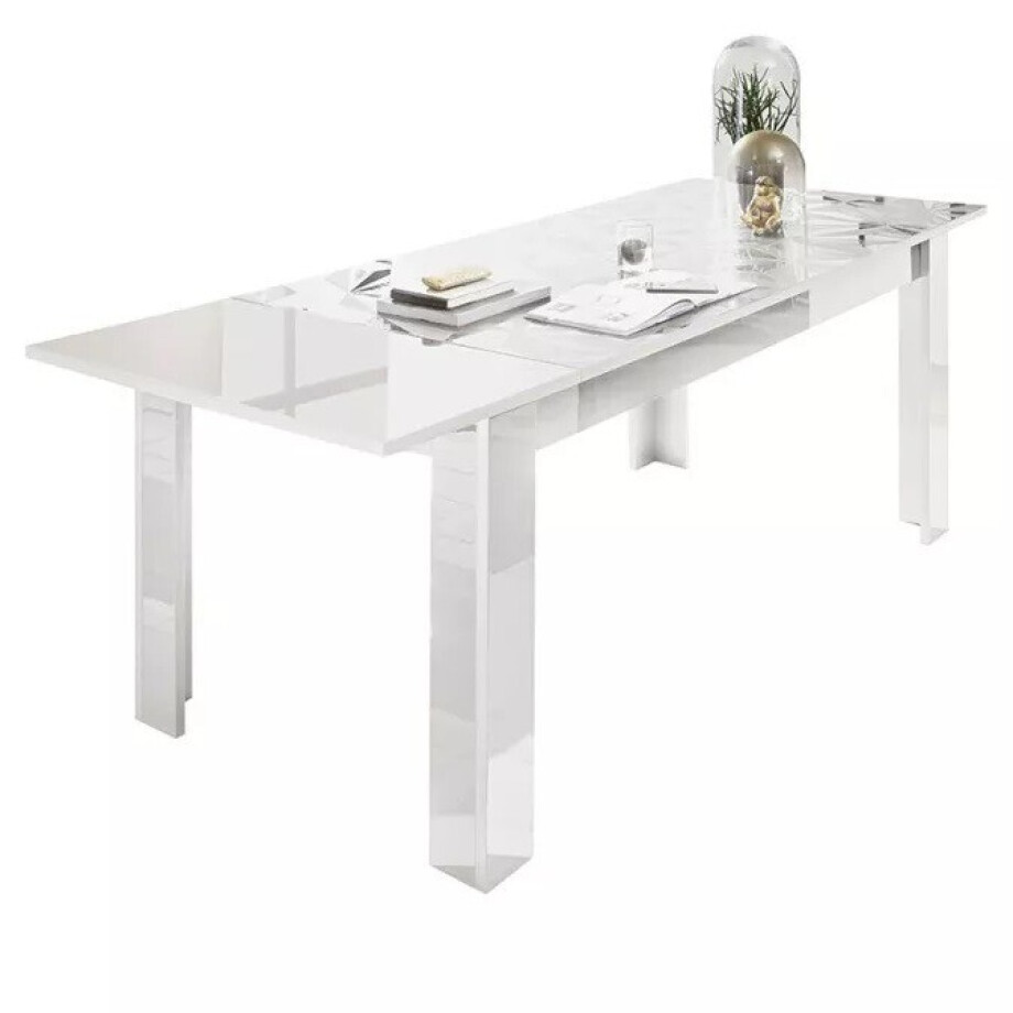 Uitschuifbare eettafel Prisma 137 tot 185 cm hoogglans wit afbeelding 1