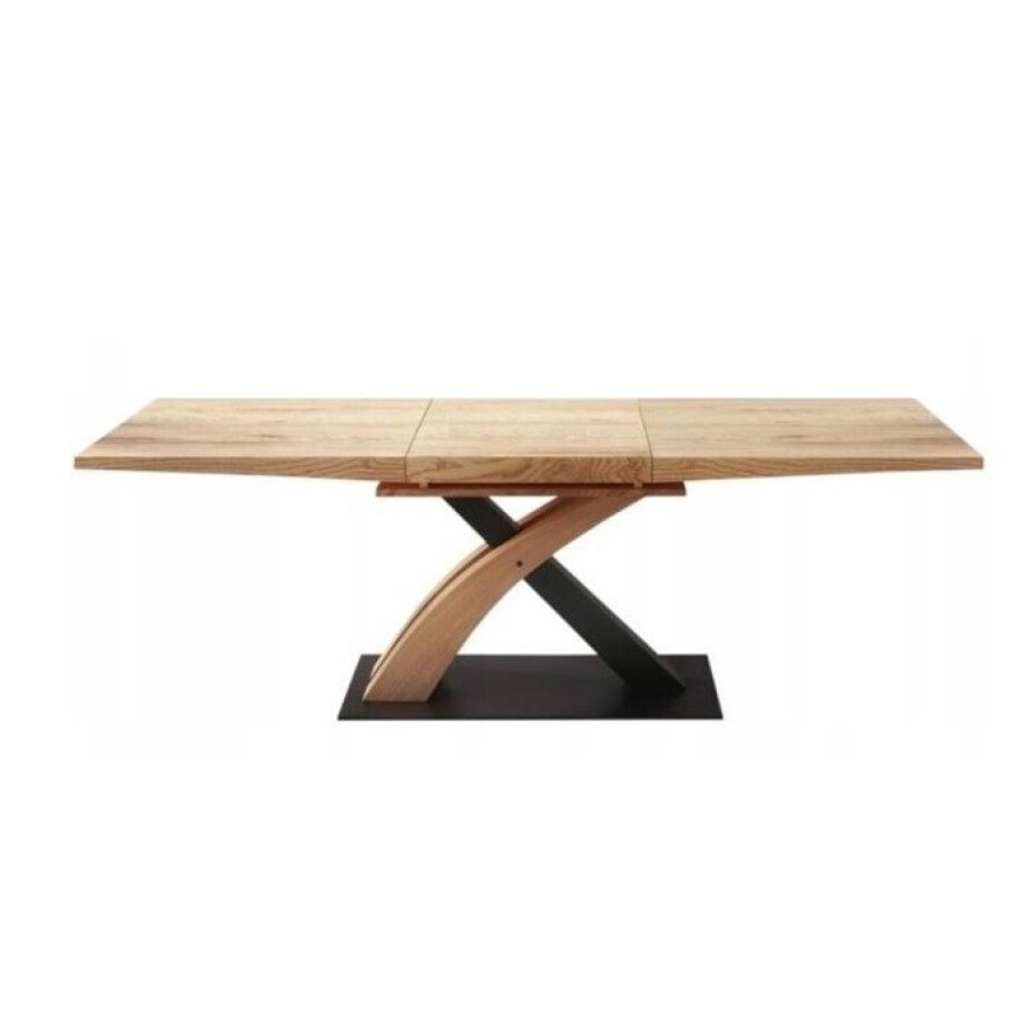 Uitschuifbare eettafel Sandor 160 tot 220 cm breed in goud eiken met zwart afbeelding 1