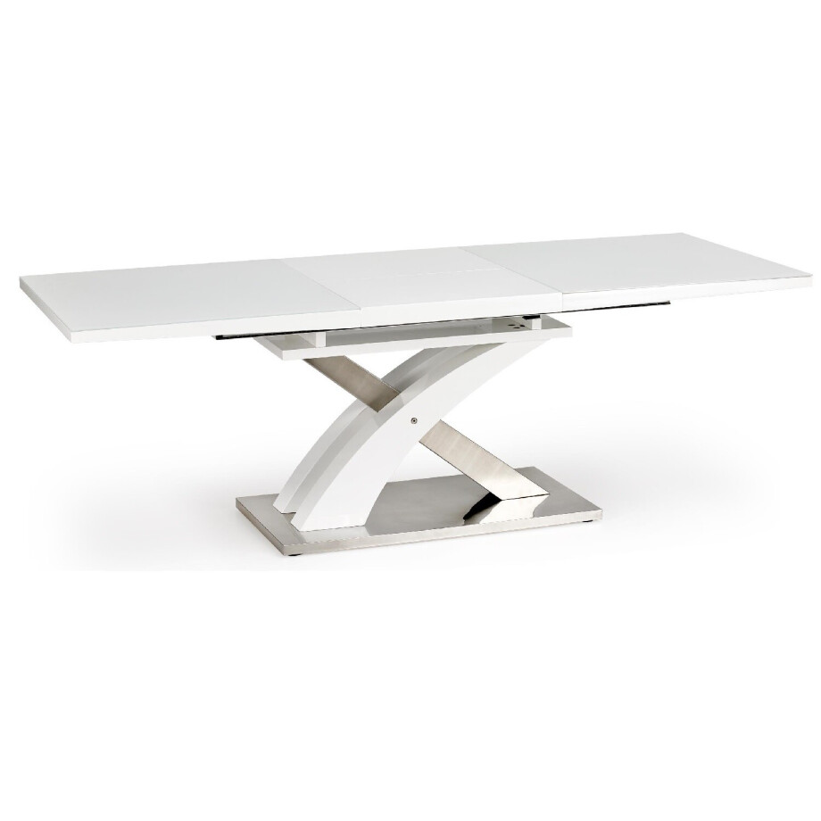 Uitschuifbare eettafel Sandor 2 van 160 tot 220 cm breed in wit Uitschuifbare eettafel Sandor 2 van 160 tot 220 cm breed in wit afbeelding 1