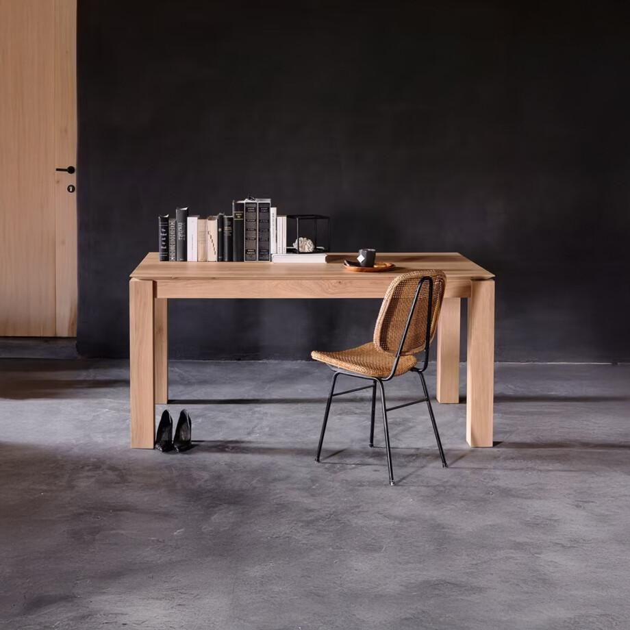 Ethnicraft Uitschuifbare Eettafel 'Slice' Geolied Eikenhout, 140/220 x 90cm afbeelding 