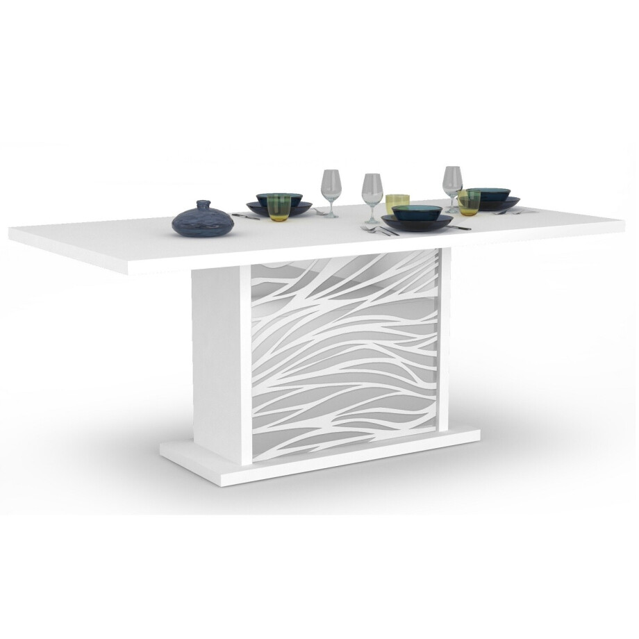Uitschuifbare eettafel Spirit 180 tot 225 cm breed in hoogglans wit afbeelding 1