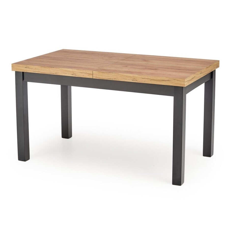 Uitschuifbare eettafel Tiago 140 tot 220 cm breed eiken met zwart Uitschuifbare eettafel Tiago 140 tot 220 cm breed eiken met zwart afbeelding 1