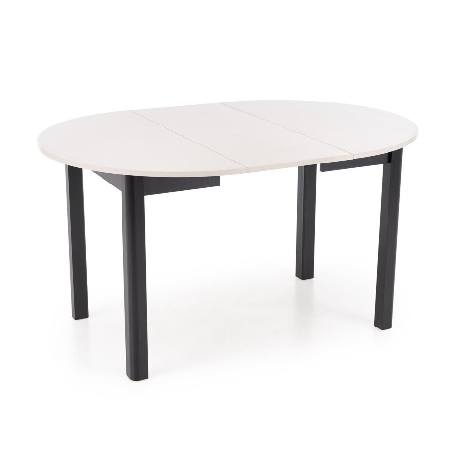 Uitschuifbare ronde eettafel Ringo 102 tot 142 cm breed crème met zwart Uitschuifbare ronde eettafel Ringo 102 tot 142 cm breed crème met zwart afbeelding 1