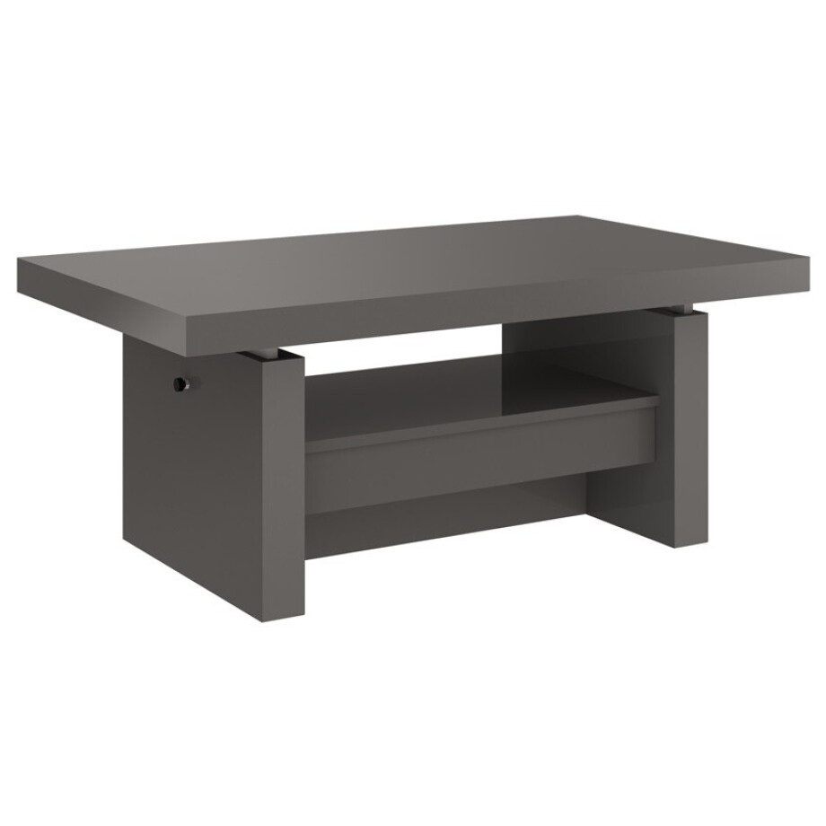 Uitschuifbare salontafel Aversa 120 tot 170 cm breed Hoogglans grijs afbeelding 1