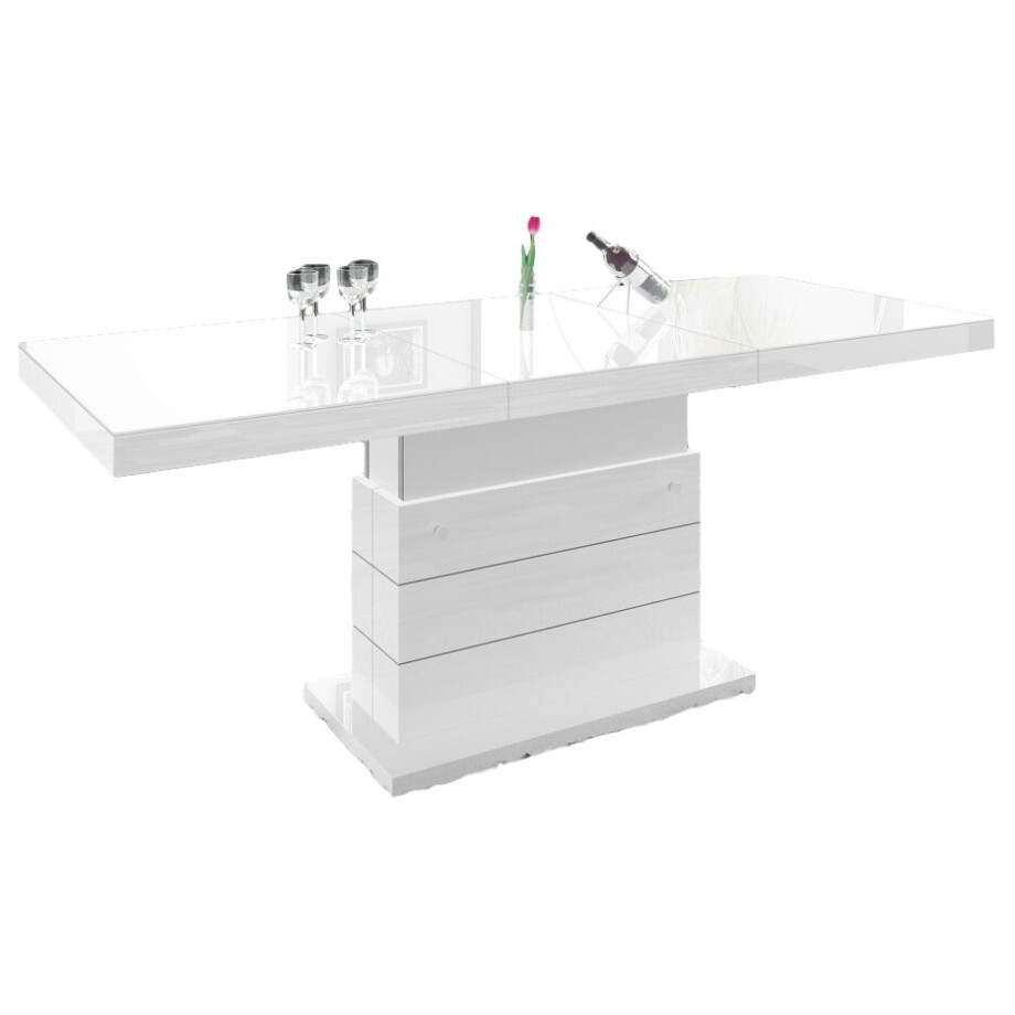 Uitschuifbare salontafel Matera Lux 120 tot 170 cm breed - hoogglans wit afbeelding 1