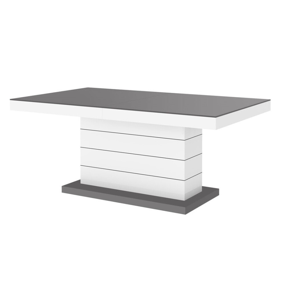 Uitschuifbare salontafel Matera Lux 120 tot 170 cm breed in mat grijs met wit afbeelding 1