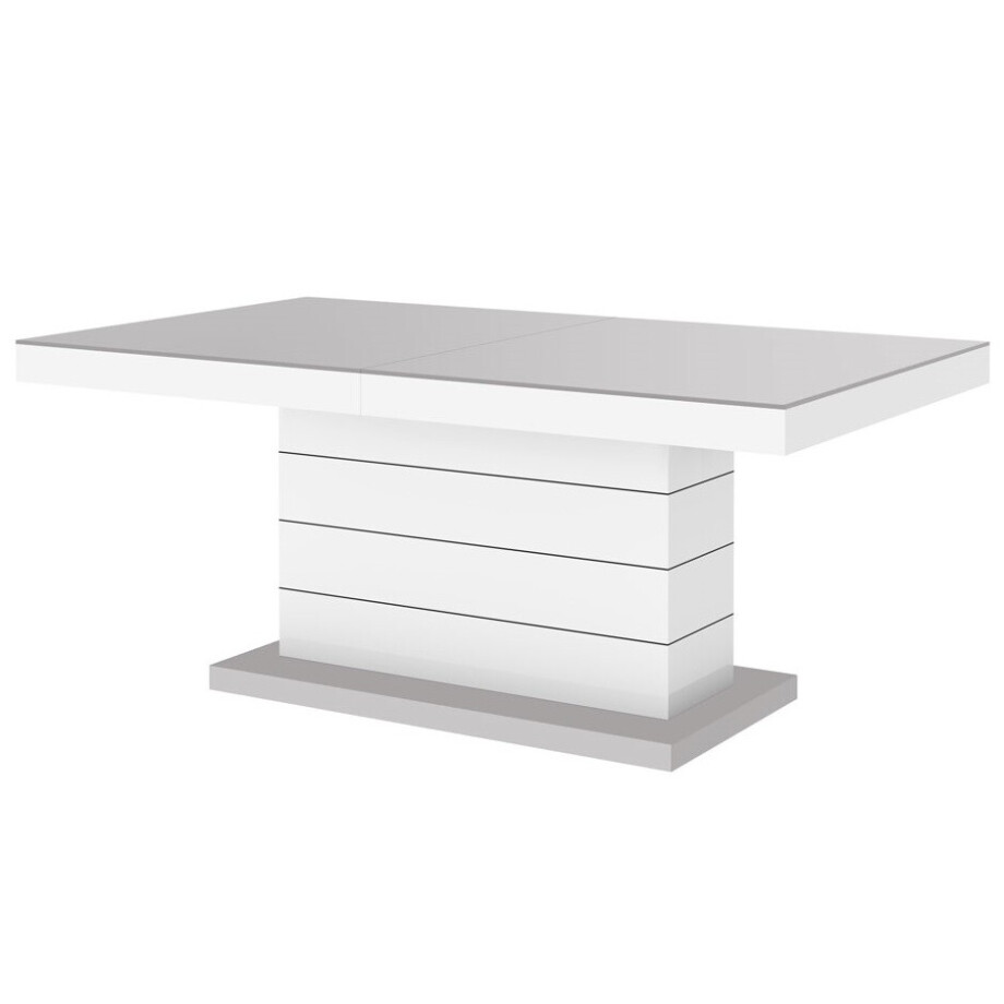 Uitschuifbare salontafel Matera Lux 120 tot 170 cm breed in mat lichtgrijs met wit Uitschuifbare salontafel Matera Lux 120 tot 170 cm breed in mat lichtgrijs met wit afbeelding 1
