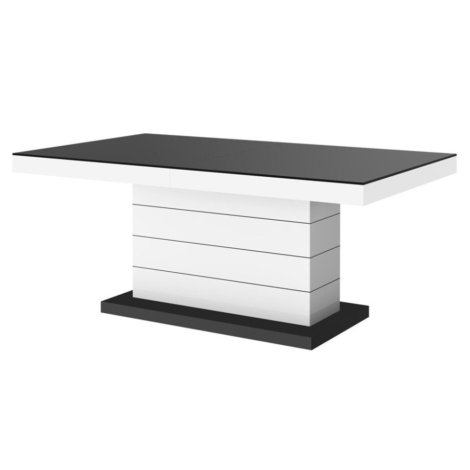 Uitschuifbare salontafel Matera Lux 120 tot 170 cm breed in mat zwart met wit Uitschuifbare salontafel Matera Lux 120 tot 170 cm breed in mat zwart met wit afbeelding 1
