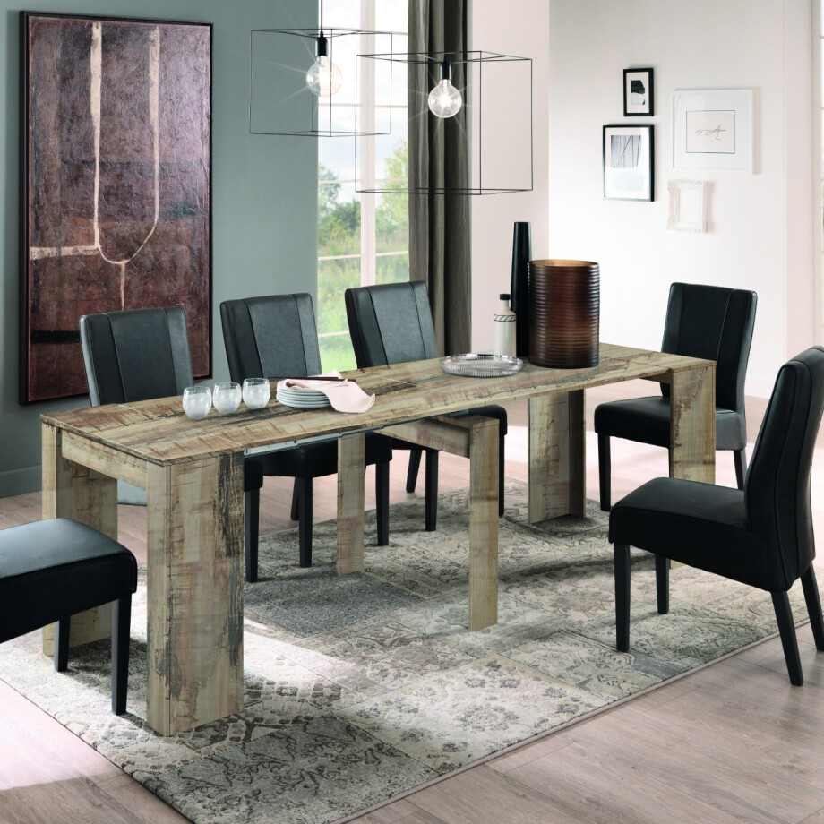 Uitschuifbare eettafel Console oude eiken afbeelding 1