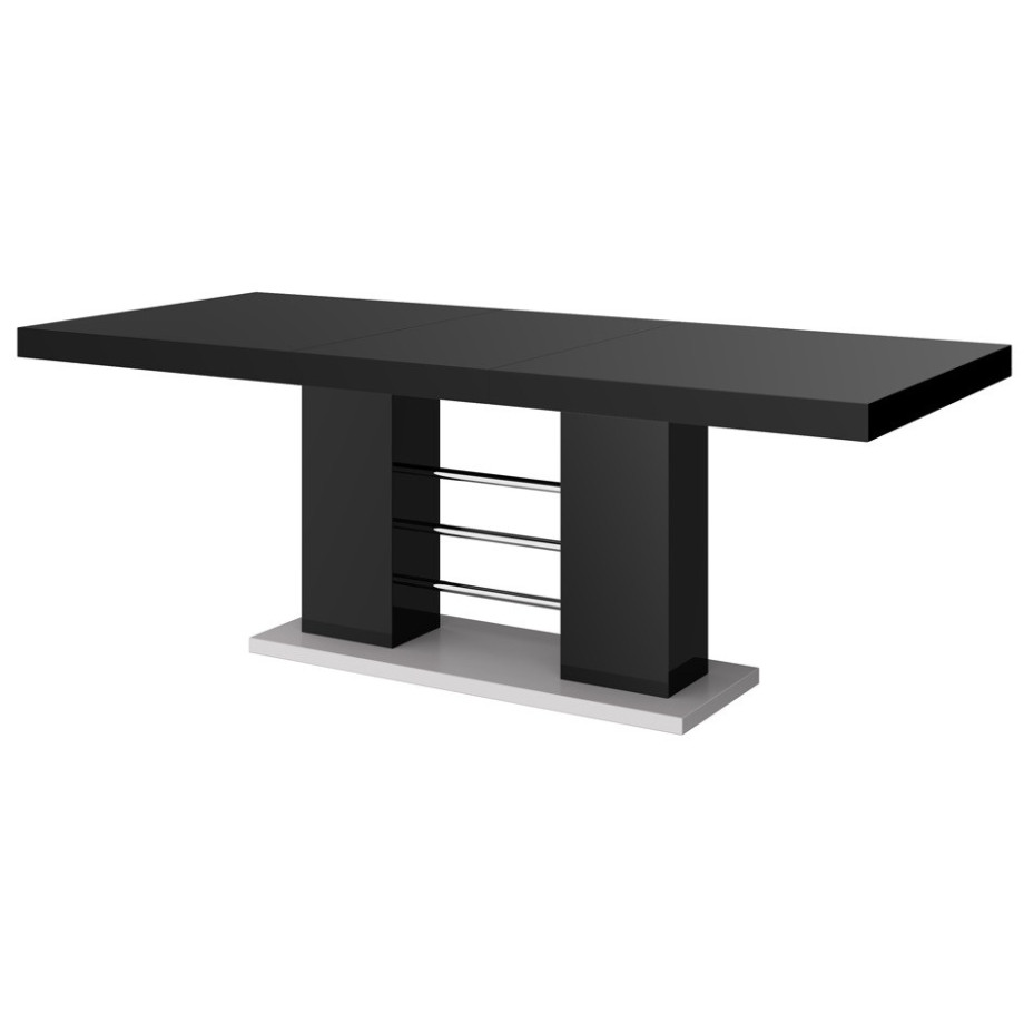 Uitschuifbare Eettafel Linosa 160 tot 260 cm breed in hoogglans zwart afbeelding 1