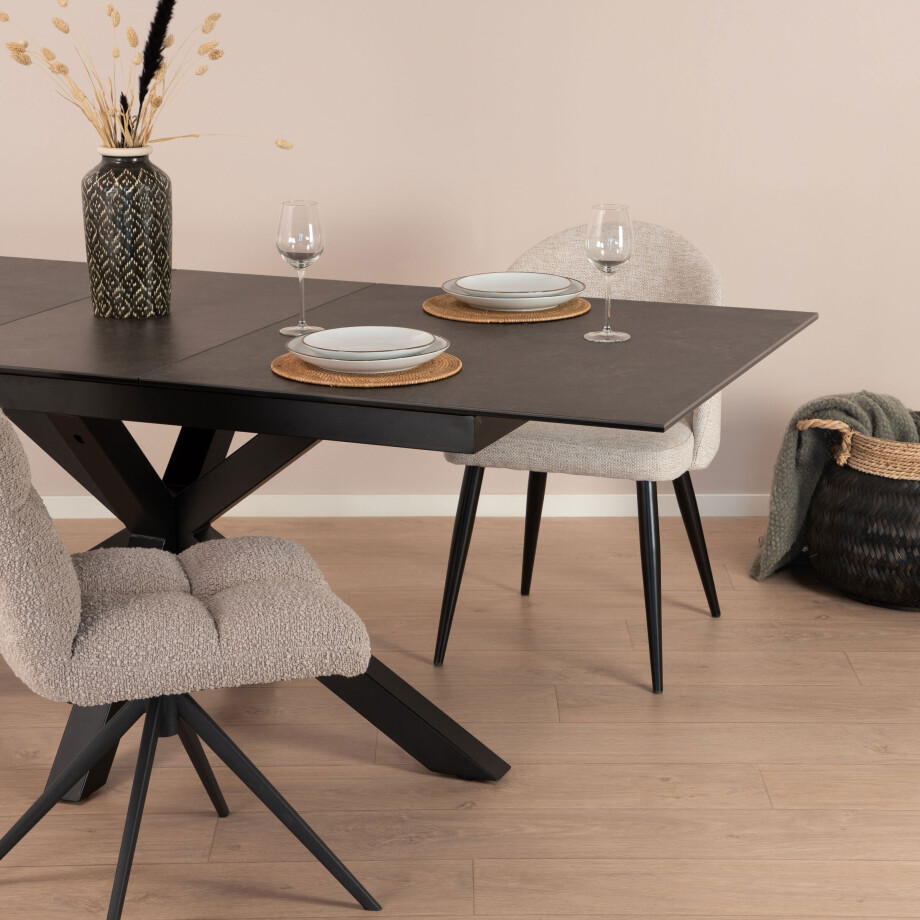 Sohome Uitschuifbare Eettafel 'Parker' Keramiek, 168-210 x 90cm, kleur zwart afbeelding 1