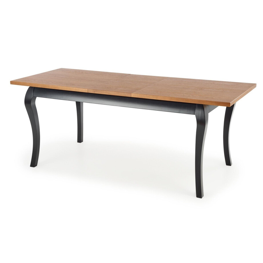 Uitschuifbare eettafel Windsor 160 tot 240 cm breed donker bruin met zwart Uitschuifbare eettafel Windsor 160 tot 240 cm breed donker bruin met zwart afbeelding 1