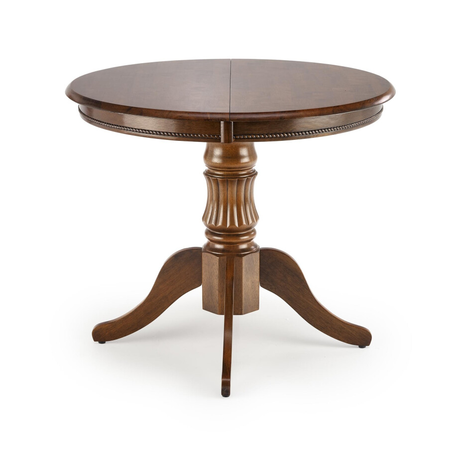 Uitschuifbare ronde eettafel William 90 tot 124 cm breed walnoot afbeelding 1