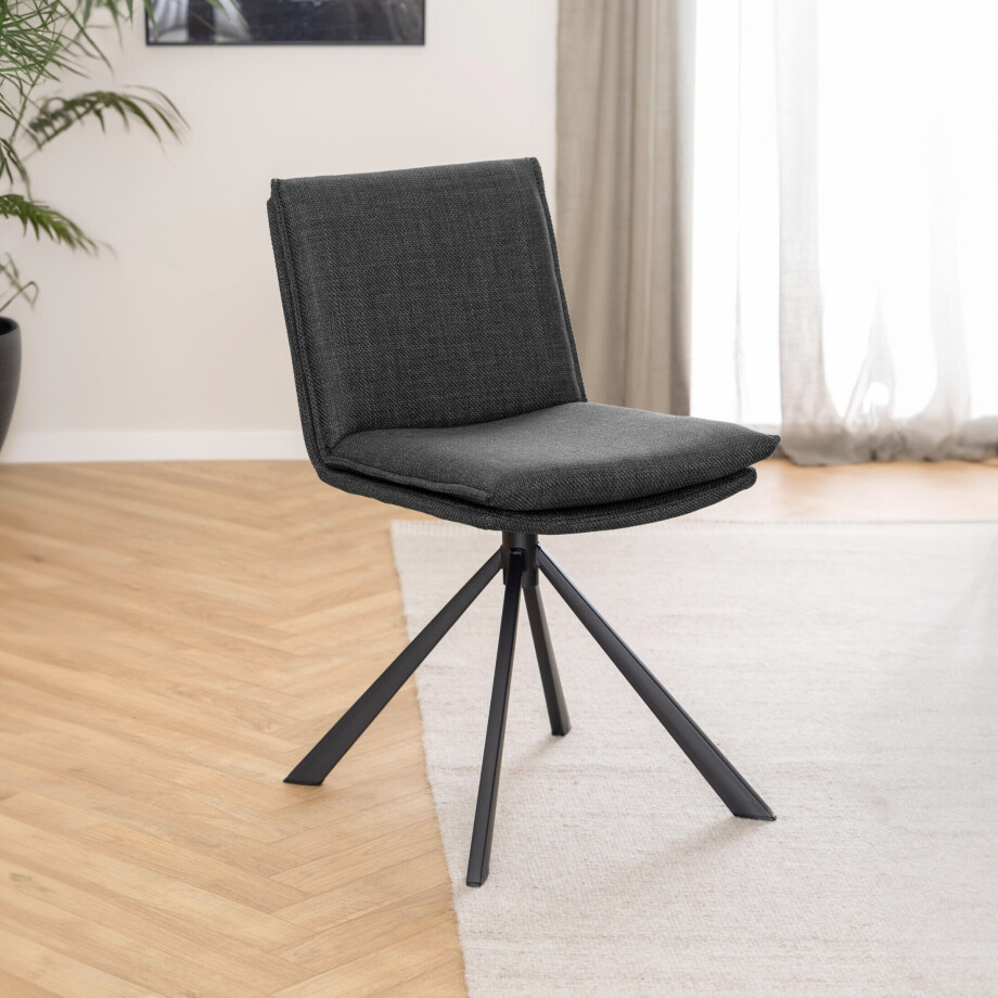 Bendt Draaibare Eetkamerstoel 'Ulysses' Stof, kleur Donkergrijs afbeelding 1