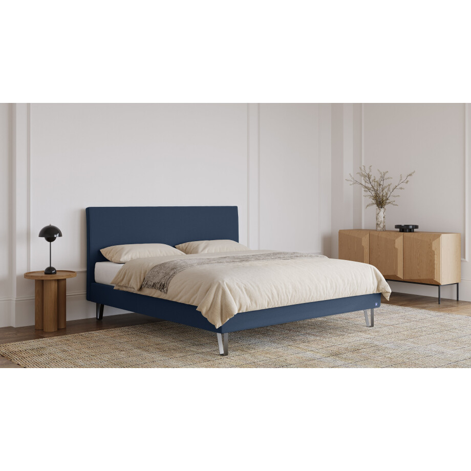 BRUNO Classic bed 180x200cm in blauw | incl. matras, lattenbodem & metalen poten afbeelding 1