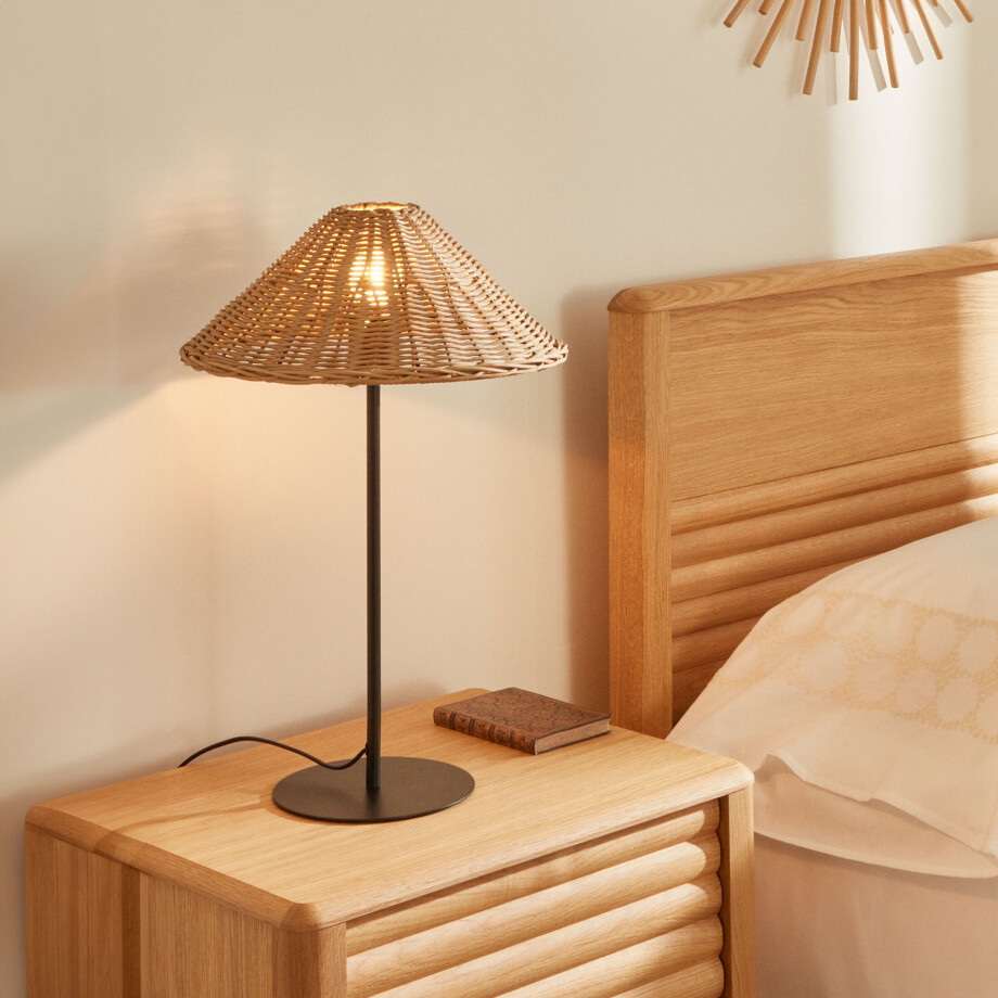 Kave Home Tafellamp 'Urania' 50cm, Rotan Kave Home Tafellamp 'Urania' 50cm, Rotan afbeelding 1