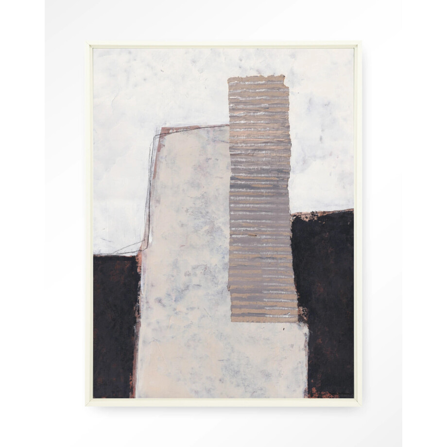 Urban Cotton Wandkleed 'Abstract 1' 110 x 145cm in Floating Frame - off white afbeelding 