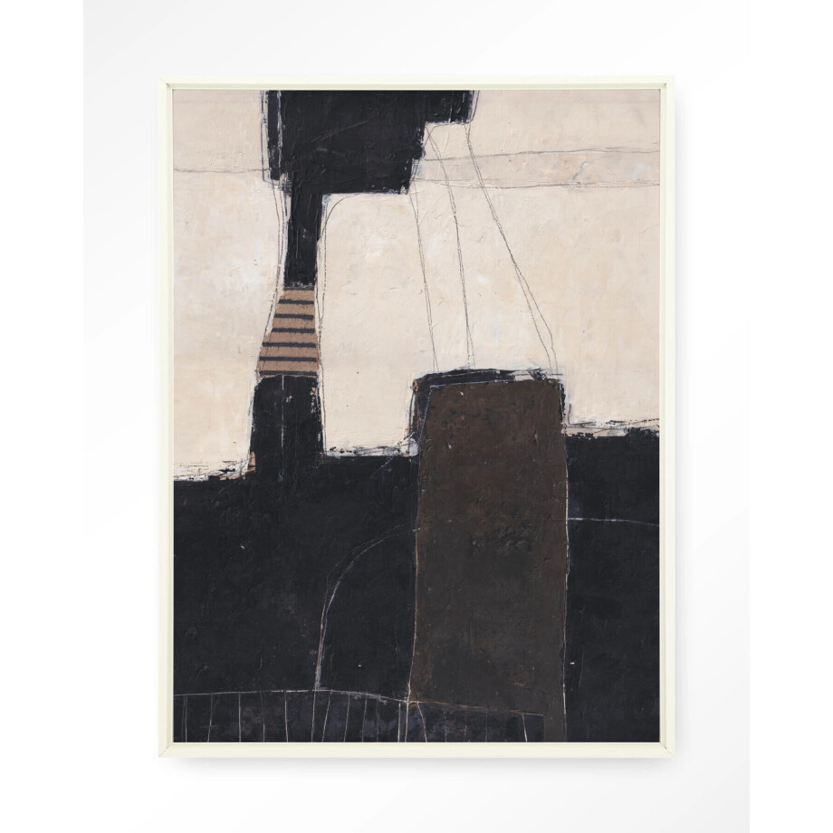 Urban Cotton Wandkleed 'Abstract 2' 110 x 145cm in Floating Frame - off white afbeelding 