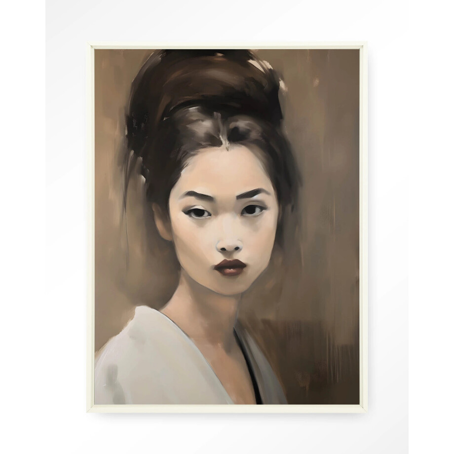 Urban Cotton Wandkleed 'Adakachi' 110 x 145cm in Floating Frame - off white afbeelding 