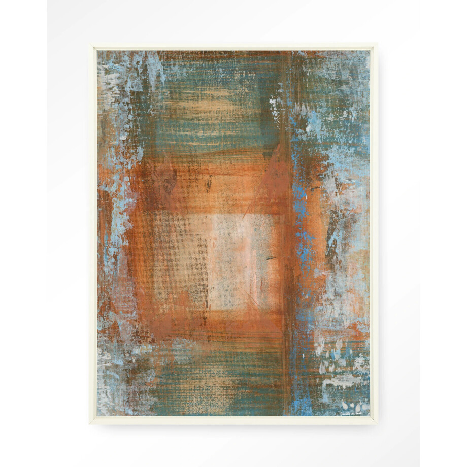 Urban Cotton Wandkleed 'Blue Ocker Abstract 1' 145 x 190cm in Floating Frame - off white Urban Cotton Wandkleed 'Blue Ocker Abstract 1' 145 x 190cm in Floating Frame - off white afbeelding
