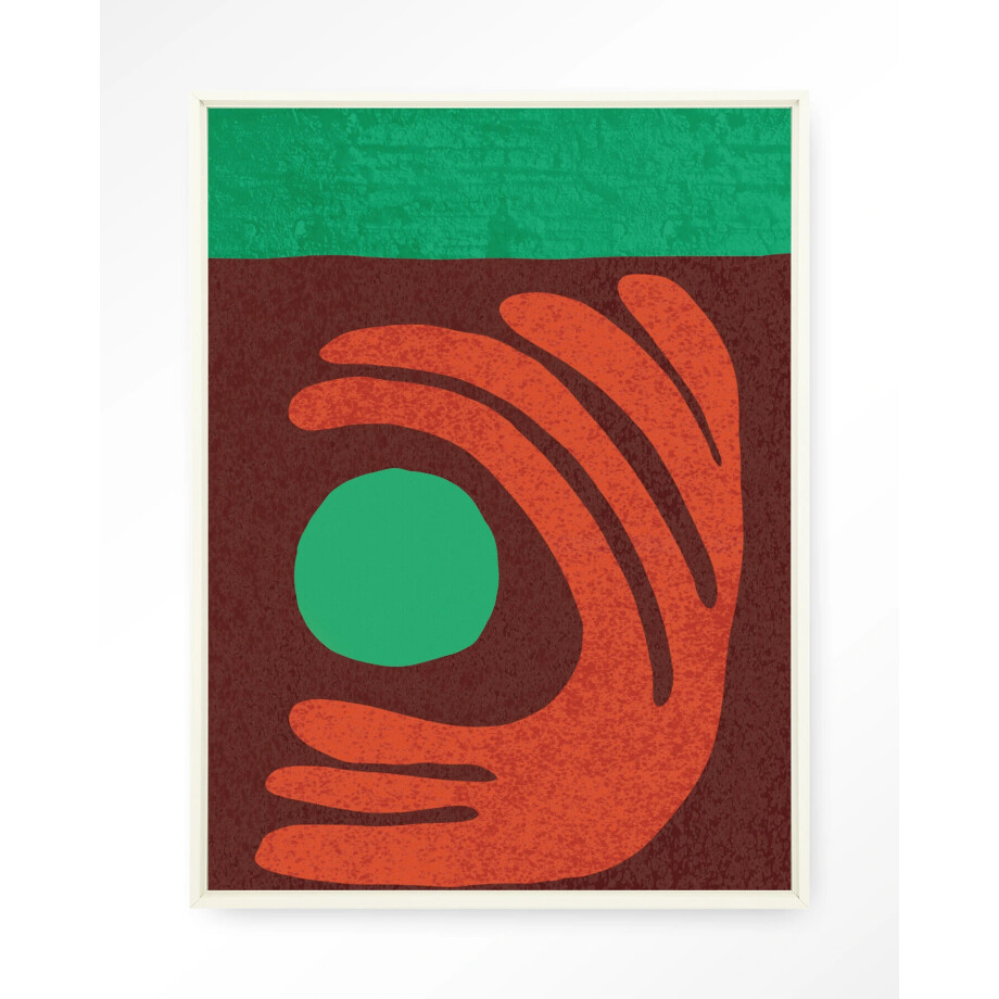 Urban Cotton Wandkleed 'Elements Green' 110 x 145cm in Floating Frame - off white afbeelding 