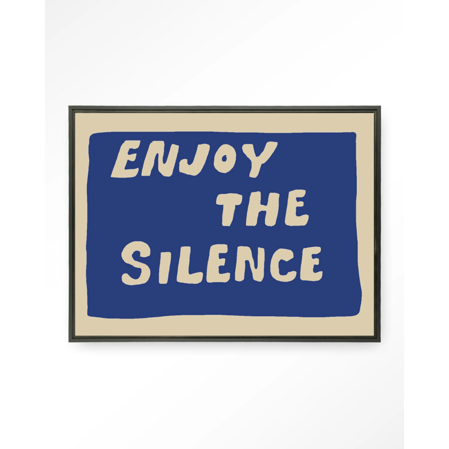 Urban Cotton Wandkleed 'Enjoy The Silence Blue' 145 x 190cm in Floating Frame - black afbeelding 