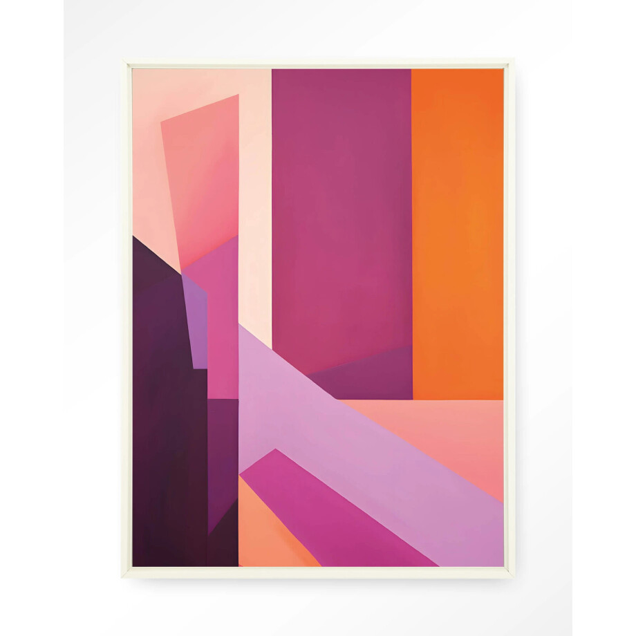 Urban Cotton Wandkleed 'Folded Lines' 110 x 145cm in Floating Frame - off white afbeelding 