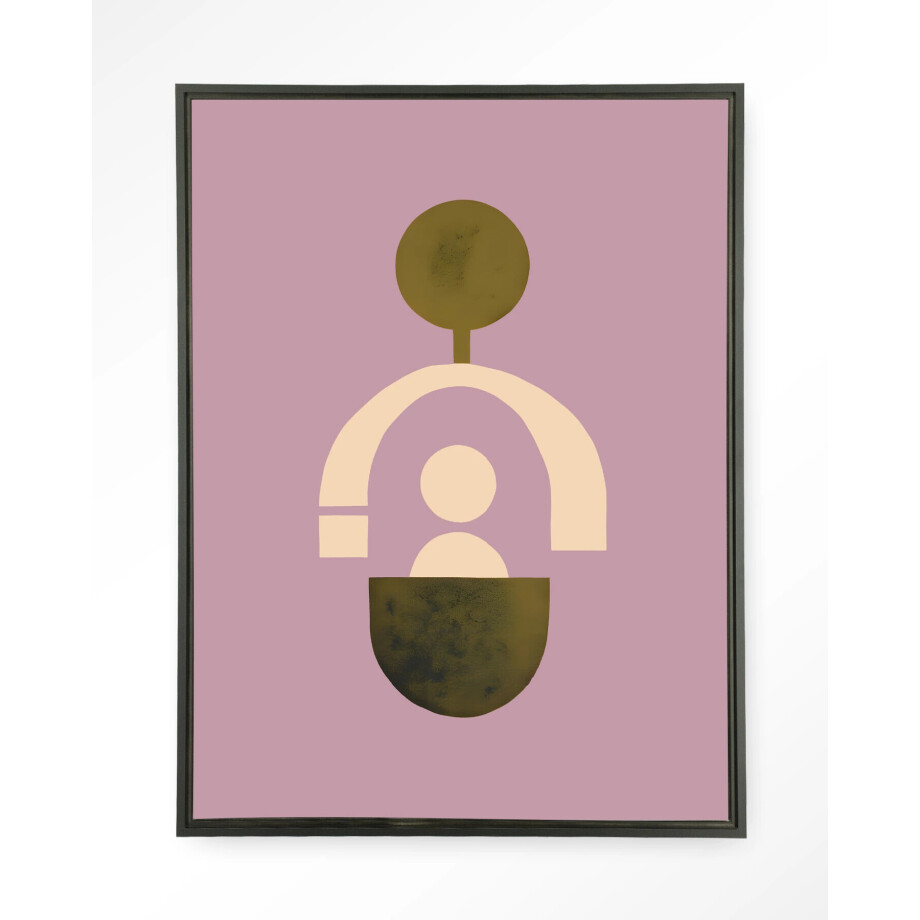 Urban Cotton Wandkleed 'Forma 2 Lilac' 110 x 145cm in Floating Frame - black afbeelding 