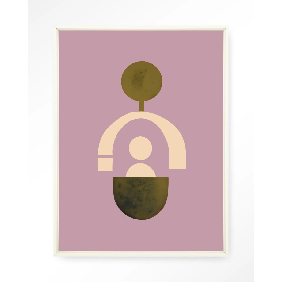 Urban Cotton Wandkleed 'Forma 2 Lilac' 110 x 145cm in Floating Frame - off white afbeelding 