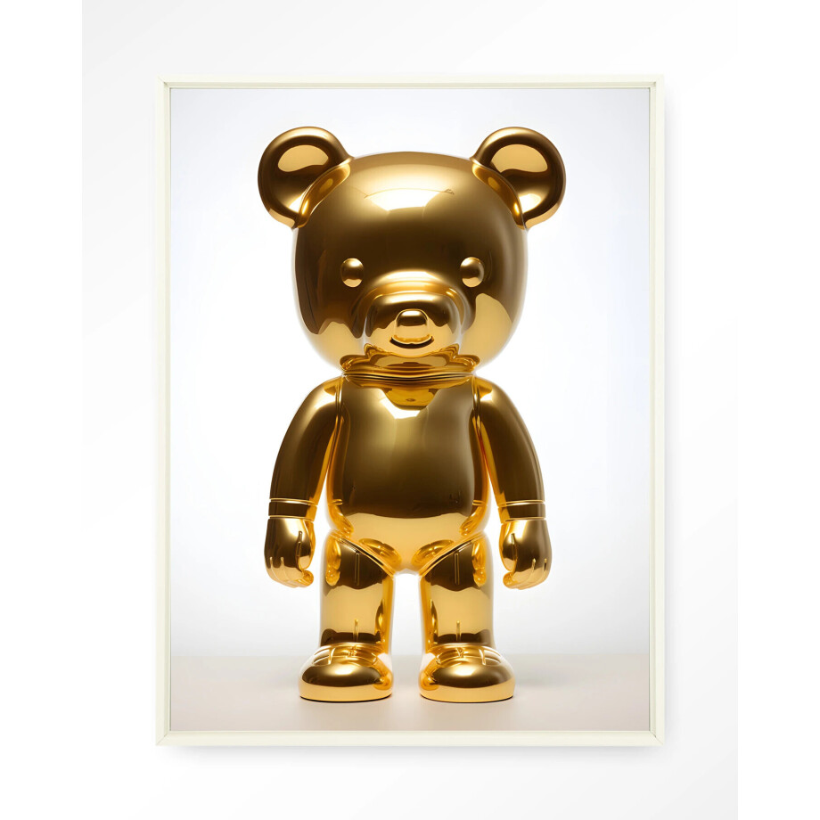 Urban Cotton Wandkleed 'Golden Teddybear' 110 x 145cm in Floating Frame - off white afbeelding 