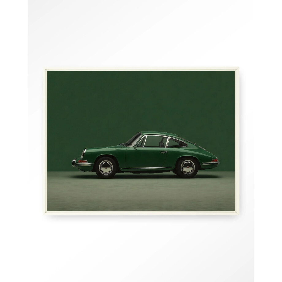 Urban Cotton Wandkleed 'Green Porsche' 110 x 145cm in Floating Frame - off white afbeelding 