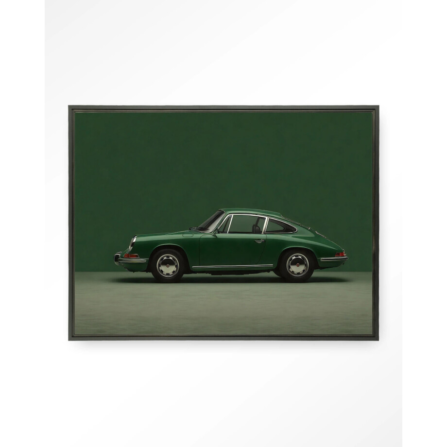 Urban Cotton Wandkleed 'Green Porsche' 145 x 190cm in Floating Frame - black afbeelding 