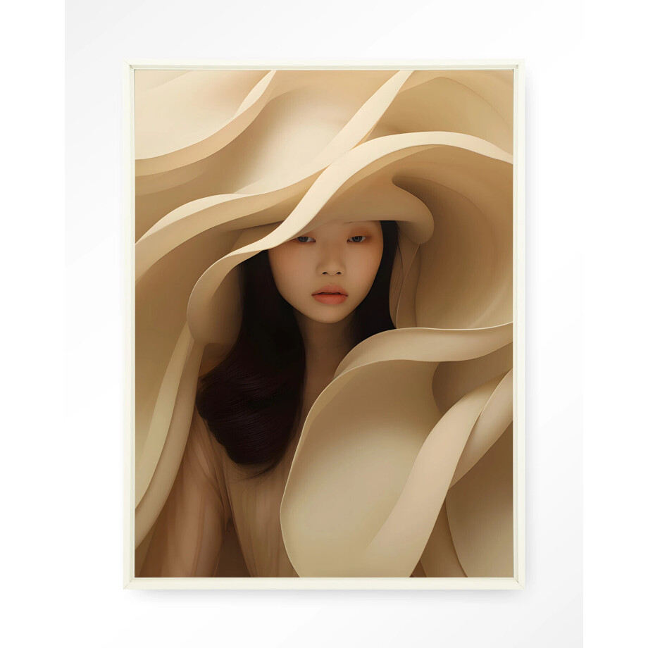 Urban Cotton Wandkleed 'Light Flow' 110 x 145cm in Floating Frame - off white afbeelding 
