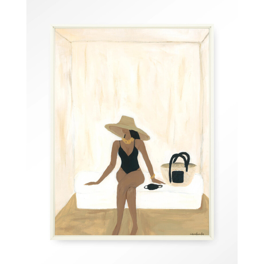 Urban Cotton Wandkleed 'Luxuriate Regardless' 110 x 145cm in Floating Frame - off white afbeelding 