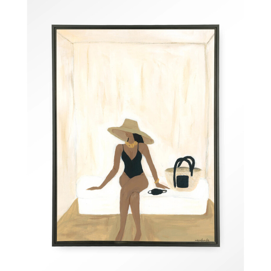 Urban Cotton Wandkleed 'Luxuriate Regardless' 145 x 190cm in Floating Frame - black afbeelding 