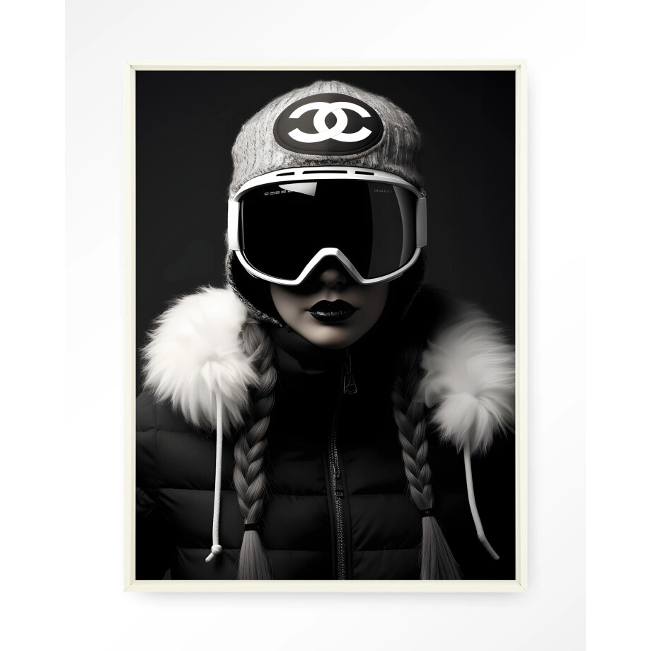 Urban Cotton Wandkleed 'Luxury Snow Girl' 145 x 190cm in Floating Frame - off white afbeelding 