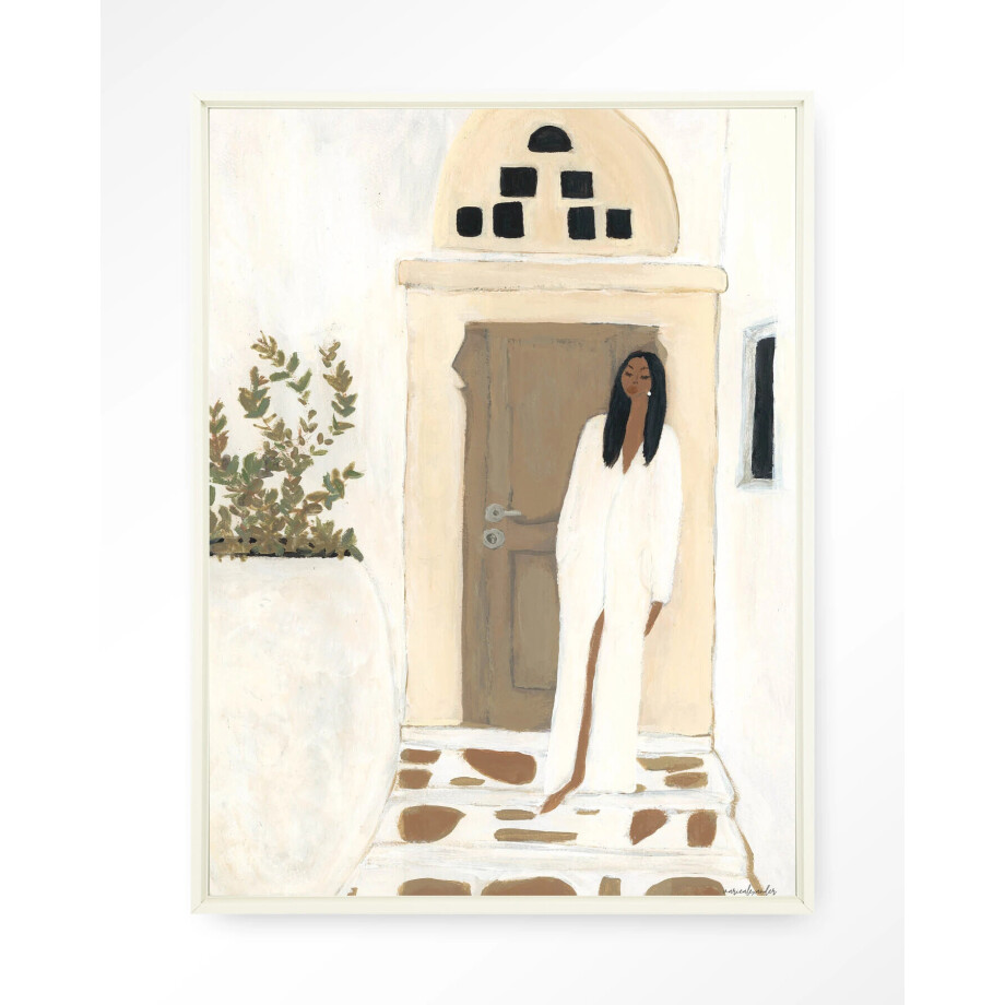 Urban Cotton Wandkleed 'Mediterranean Dream' 145 x 190cm in Floating Frame - off white afbeelding 