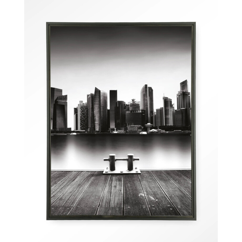 Urban Cotton Wandkleed 'Momentarily Silent' 110 x 145cm in Floating Frame - black afbeelding 