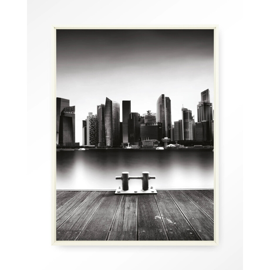 Urban Cotton Wandkleed 'Momentarily Silent' 80 x 110cm in Floating Frame - off white afbeelding 