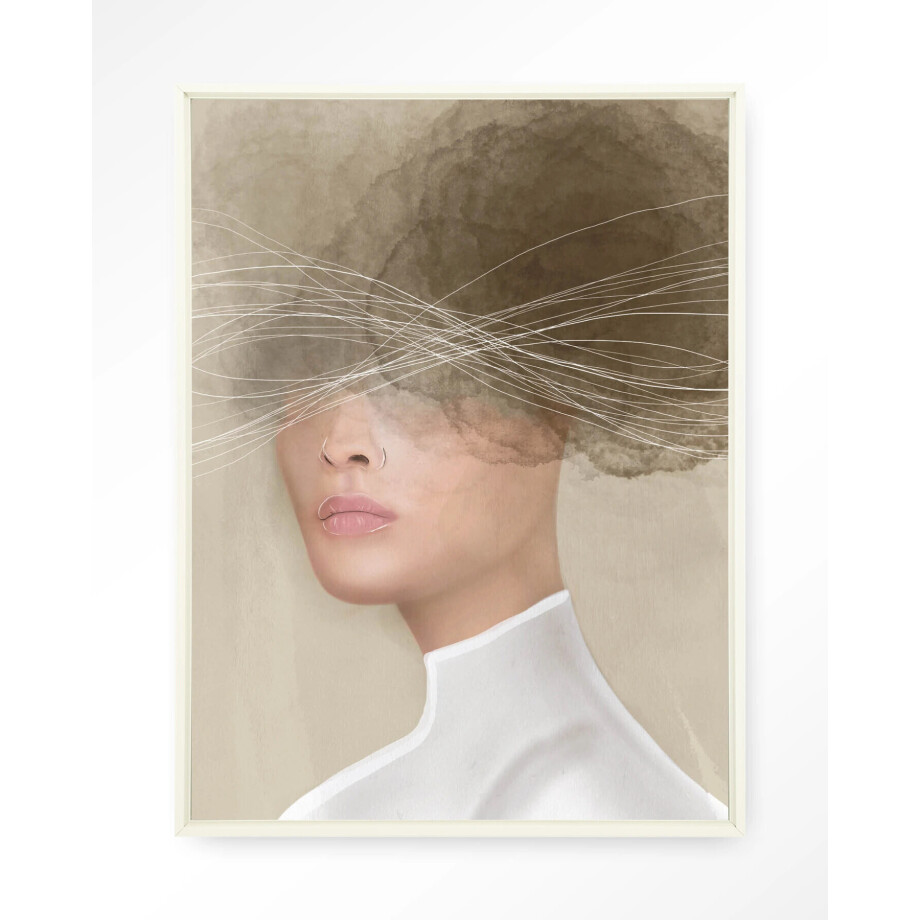 Urban Cotton Wandkleed 'Mood Cloud' 110 x 145cm in Floating Frame - off white afbeelding 