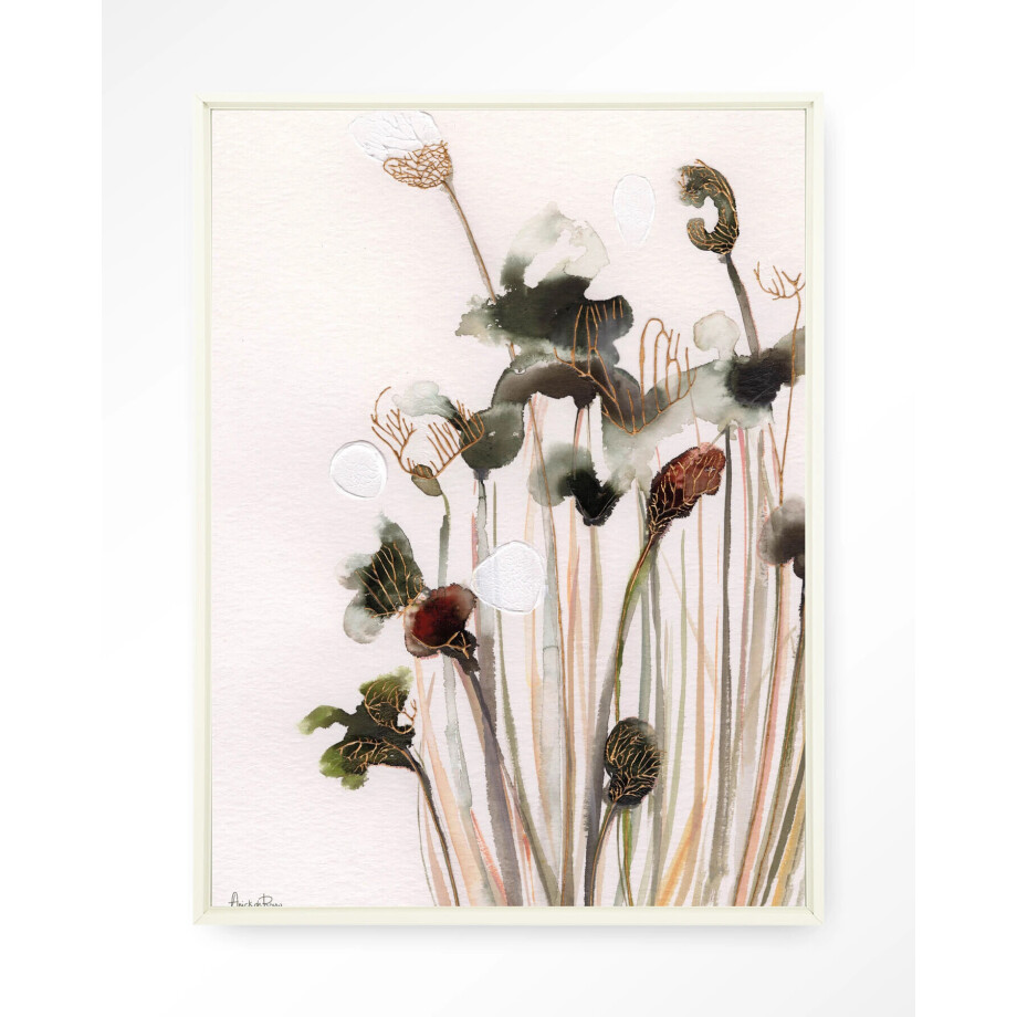 Urban Cotton Wandkleed 'Pastel Flowers 2' 110 x 145cm in Floating Frame - off white afbeelding 