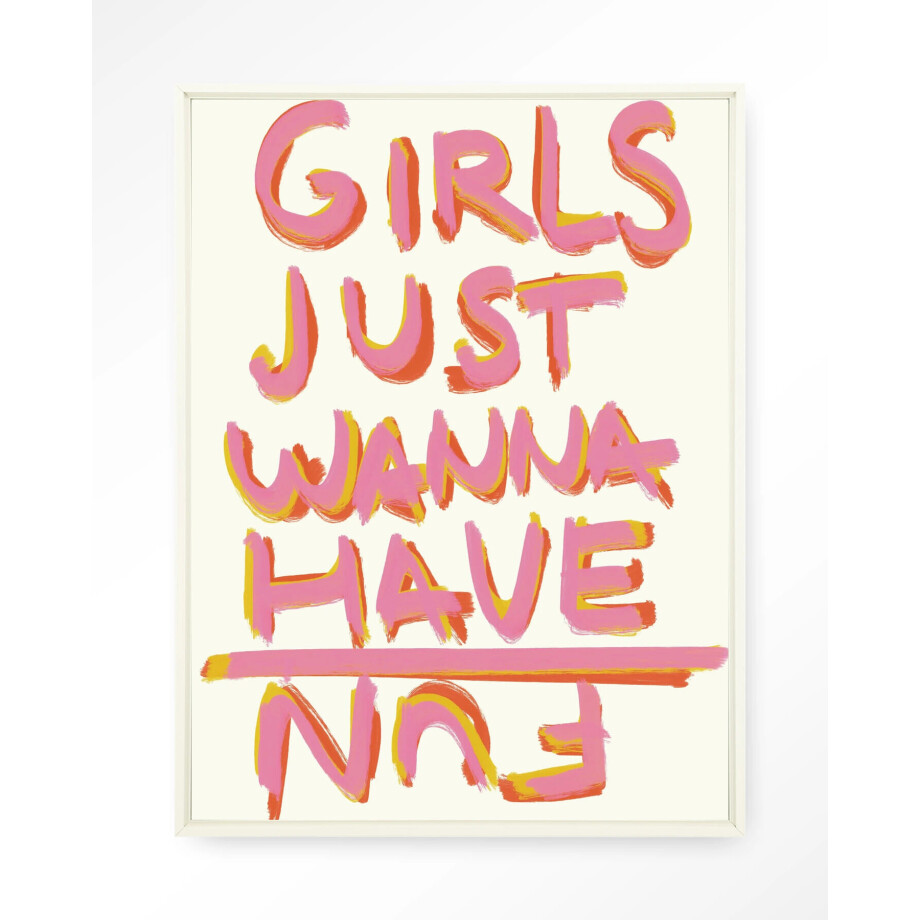 Urban Cotton Wandkleed 'P.S Written By A Girl' 110 x 145cm in Floating Frame - off white afbeelding 
