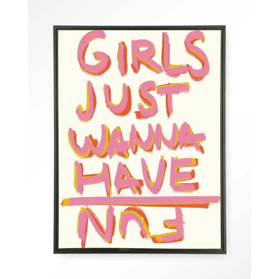 Urban Cotton Wandkleed 'P.S Written By A Girl' 145 x 190cm in Floating Frame - black afbeelding 